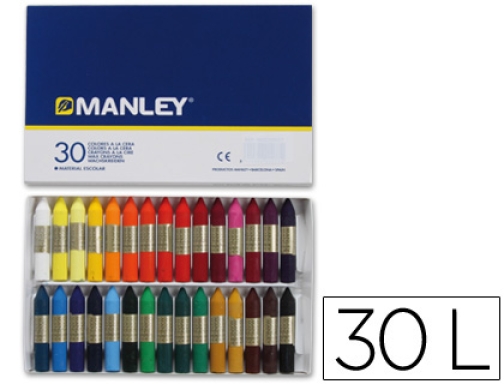 Lapices cera Manley caja de 30 colores surtidos MNC00077