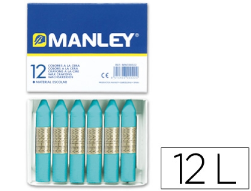 Comprar Lapices cera Manley unicolor azul turquesa n.16 caja de 12 unidades MNC04599