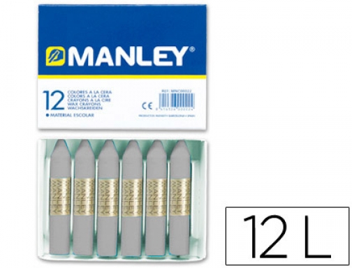 Lapices cera Manley unicolor gris n.72 caja de 12 unidades MNC05140