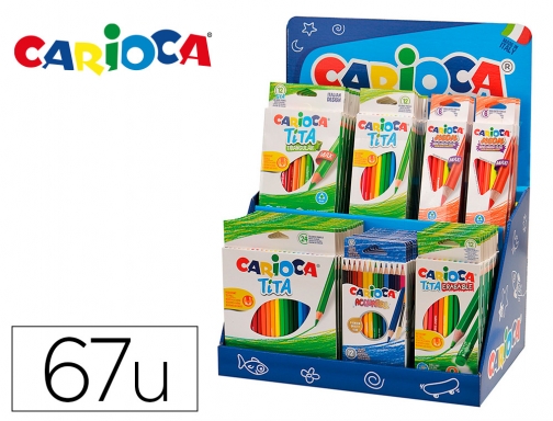 Lapices de colores Carioca expositor de sobremesa con 67 unidades surtidas 50038, imagen mini