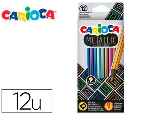 Lapices de colores Carioca metallic hexagonal mina 3,3 mm caja de 12 43164, imagen mini