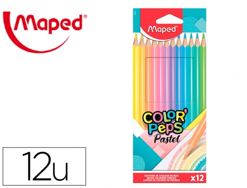 Lapices de colores Maped color peps caja de 12 colores pastel surtidos 832069, imagen mini
