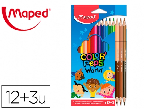 Lapices de colores Maped color peps world caja de 12 colores surtidos 832071, imagen mini