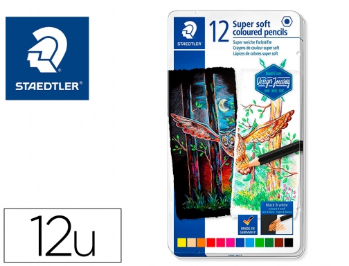 Lapices de colores Staedtler super soft caja metal de 12 colores surtidos 149C M12, imagen mini