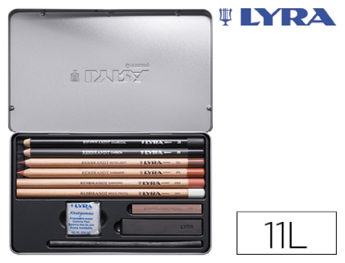 Comprar Lapices Lyra rembrandt monocromo con accesorios para esbozos caja de metal de L2051110