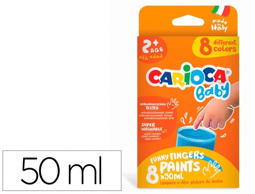 Pintura a dedos Carioca baby 50 ml caja de 8 colores surtidos 43174, imagen mini