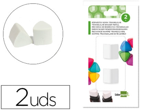 Comprar Repuesto goma Liderpapel triangular con sacapuntas blister de 2 unidades 75048