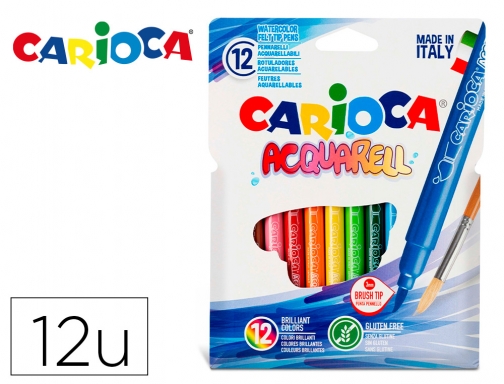 Rotulador Carioca aquarelle punta de pincel caja de 12 colores surtidos 42747, imagen mini