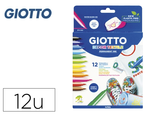 Comprar Rotulador Giotto decor textile para camisetas caja de 12 unidades colores surtidos F49490000