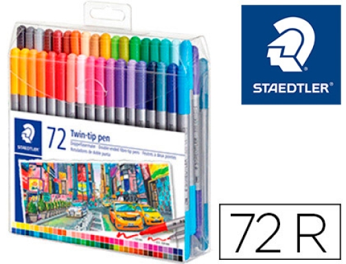 Rotulador Staedtler doble punta de fibra 3200 estuche de 72 unidades  colores 3200 TB72 , surtidos