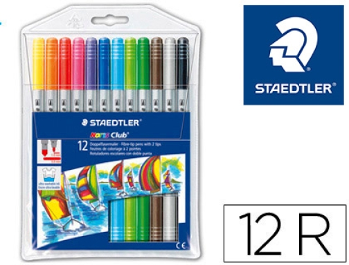 Rotulador Staedtler noris club doble punta caja de 12 unidades colores  surtidos 320 NWP12