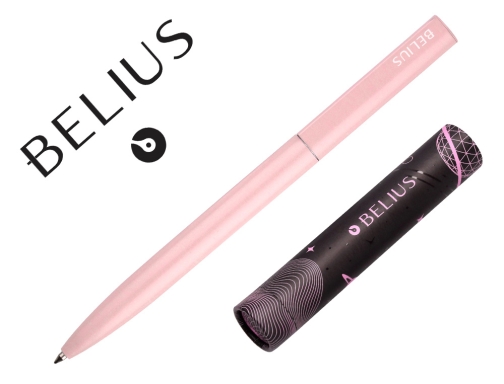 Comprar Boligrafo Belius rocket b aluminio color minimalista rosa tinta azul caja cilindrica BB292