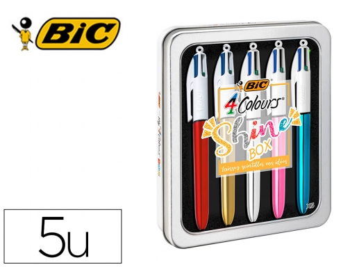 Boligrafo Bic cuatro colores box caja de 5 unidades surtidas 964755 , 4 colores, Hipermaterial.