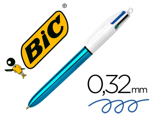 Boligrafo Bic cuatro colores shine azul punta de 1 mm 982874 , 4 colores, imagen mini