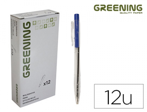 Boligrafo Greening azul retractil GN02