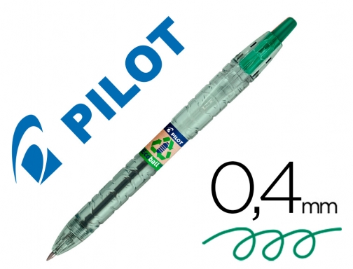 Boligrafo Pilot ecoball plastico reciclado tinta aceite punta de bola 1 mm NEBV , verde, imagen mini