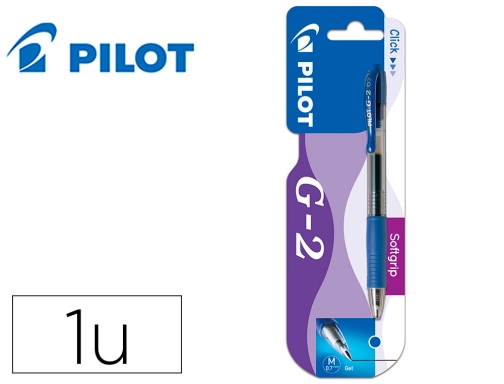 Comprar Boligrafo Pilot g2 azul tinta gel retractil sujecion de caucho en blister BG2A