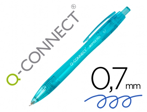 Comprar Boligrafo Q-connect retractil de plastico reciclado 0,7 mm tinta color azul KF15001