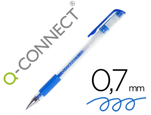 Comprar Boligrafo Q-connect tinta gel azul 0,7 mm sujecion de caucho KF21717