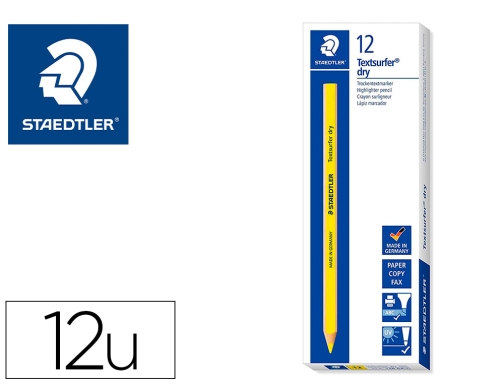 Comprar Lapices fluorescente Staedtler triangular top star amarillo caja de 12 unidades 128 641