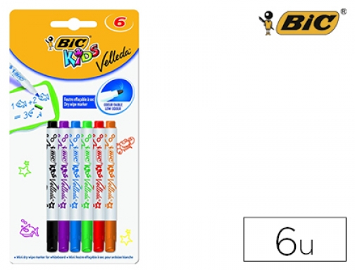 Rotulador Bic kids velleda para pizarra blister de 6 colores surtidos  8413871