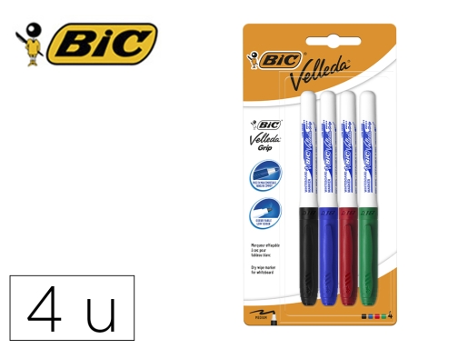 Comprar Rotulador Bic velleda grip trazo 1,2 mm blister 4+1 colores surtidos 875700