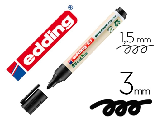 Rotulador Edding 21 marcador permanente ecoline 90% reciclado color negro  punta redonda 21-01