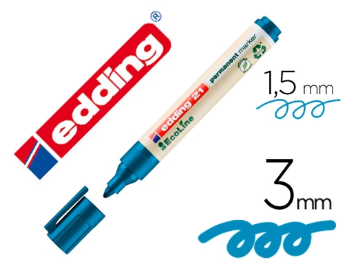 Comprar Rotulador Edding 21 marcador permanente ecoline 90% reciclado color azul punta redonda 2103