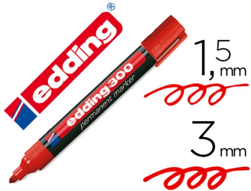 Rotulador Edding marcador permanente 300 rojo punta redonda 1,5-3 mm  recargable 300-02