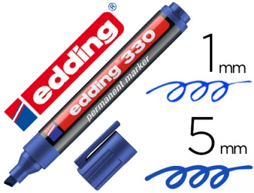Rotulador Edding marcador permanente 330 azul punta biselada 1-5 mm recargable 330-03, imagen mini
