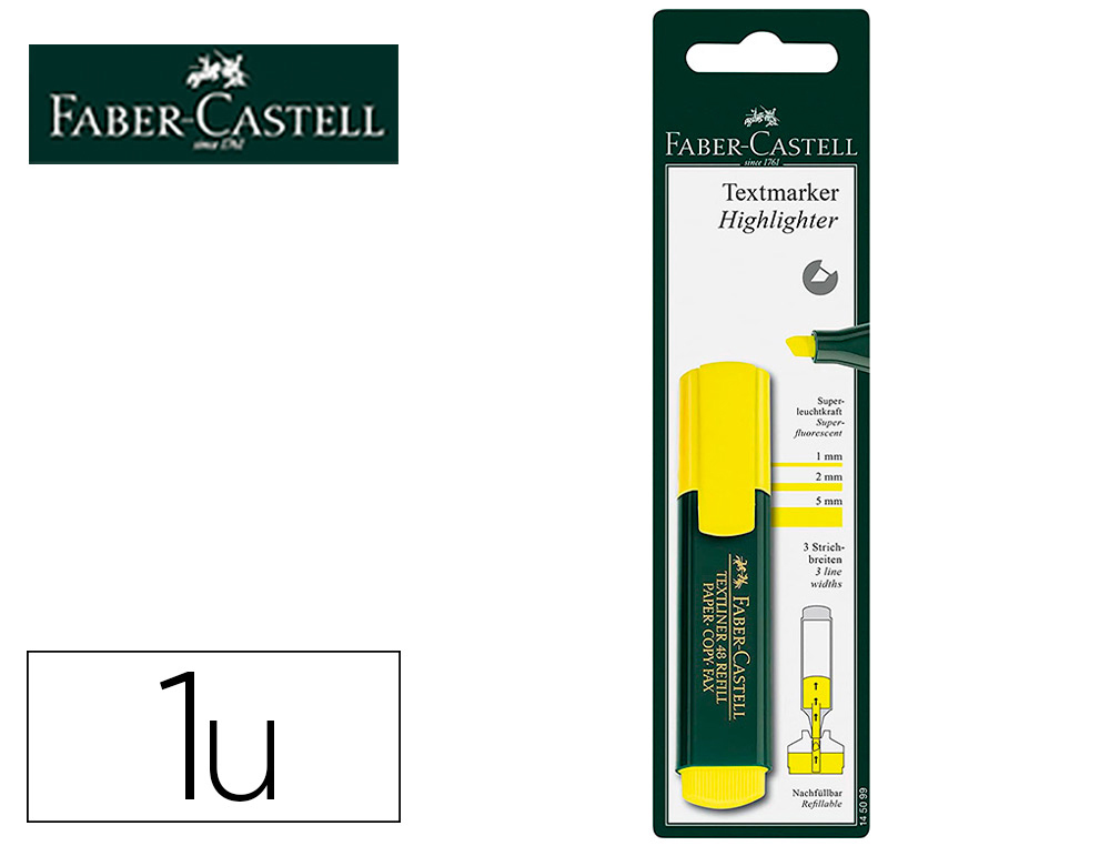 Rotulador faber-castell fluorescente textliner 48-07 amarillo blister de 1 unidad Faber-Castell 145099 , amarillo fluor, imagen mini
