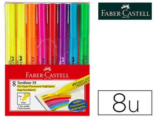 Rotulador faber fluorescente textliner 38 blister de 8 unidades colores surtidos Faber-Castell 158131, imagen mini