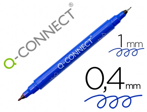 Rotulador Q-connect marcador permanente doble punta color azul 0,4 mm y 1 KF11344, imagen mini