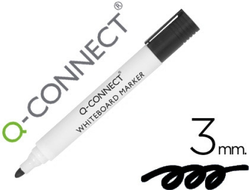 Comprar Rotulador Qconnect pizarra blanca color negro punta redonda 3 mm KF26035