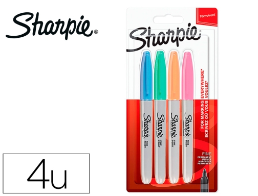 Rotulador sharpie permanente fino blister 24 unidades colores surtidos