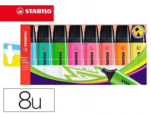 Rotulador Stabilo boss fluorescente 70 estuche de 8 unidades colores surtidos 70 8, imagen mini