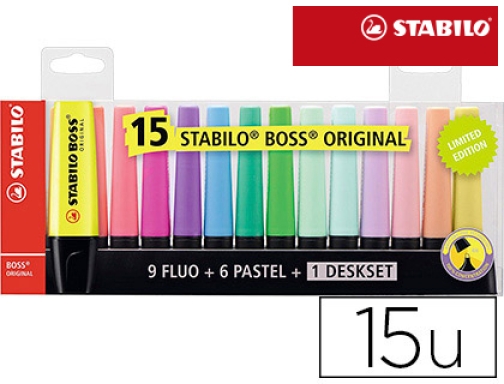 Comprar Rotulador Stabilo boss fluorescente 70 blister de 15 unidades colores surtidos 7015015