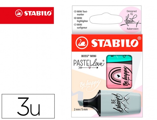 Rotulador Stabilo boss mini pastel love estuche de 3 unidades pizca de 07 03-49 , surtidos, imagen mini