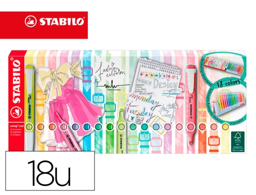 Rotulador Stabilo Boss Estuche 15 colores Pastel