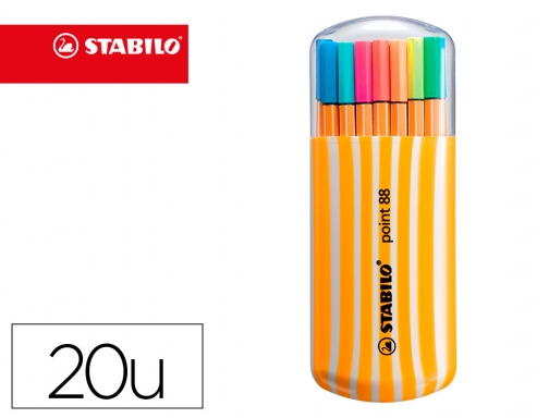 Rotulador punta fina STABILO point 88 - Estuche con 15 colores (5 fluor)