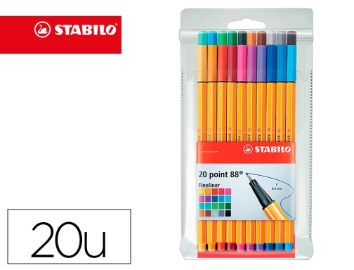 Comprar Rotulador Stabilo punta de fibra point 88 estuche de 20 unidades colores 8820 , surtidos