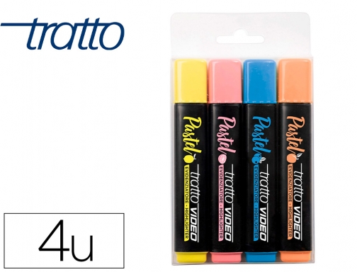 Rotulador Tratto video fluorescente pastel blister de4 unidades colores surtidos F835800, imagen mini