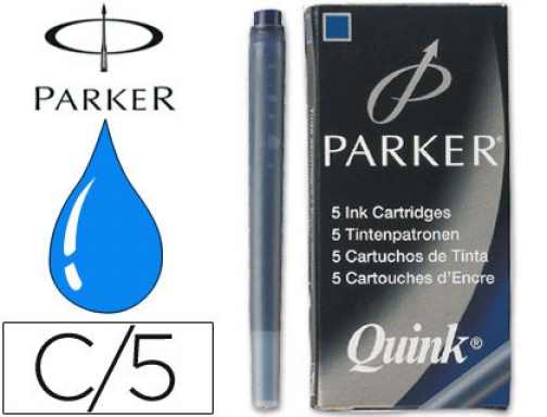 Tinta estilografica Parker azul permanente caja