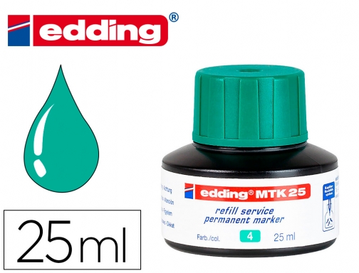 Tinta rotulador Edding mtk25 con sistema capilar color verde frasco de 25 MTK-25-04, imagen mini