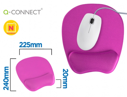 Alfombrilla para raton Q-connect con reposamuñecas ergonomico de gel color violeta 225xx240x20 KF17233, imagen mini