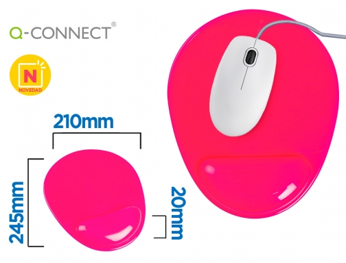 Alfombrilla para raton Q-connect reposamuñecas de gel pvc color rosa 210x245x20 mm KF17229, imagen mini