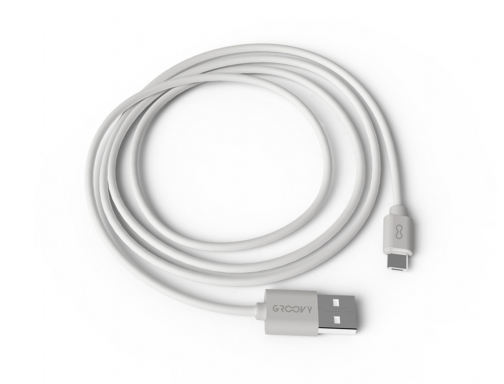 Cable Groovy usb-a a micro usb longitud 1 mt color blanco GR-CBL-MC1M1.5A-C01, imagen mini