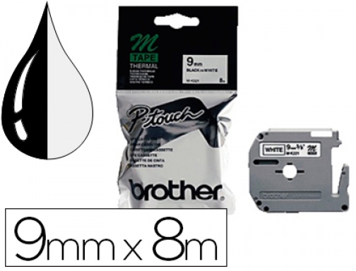 Cinta Brother mk-221 blanco-negro 9mm