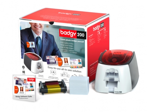 Impresora de tarjeta Badgy 200 incluye cinta 100 tarjetas y programa edicion B22U0000RS, imagen mini