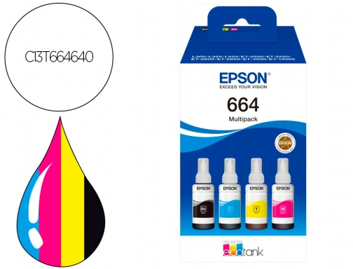 Ink-epson 664 4 clr multipack (bk